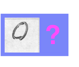 An image of a handwritten digit with a question mark next to it signifying that this image has no label.